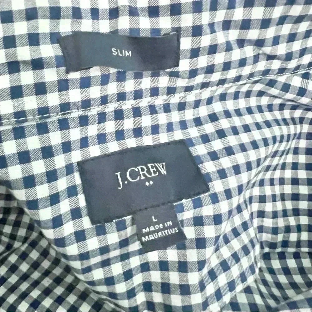 J. Crew White and Blue Plaid Button Down Shirt